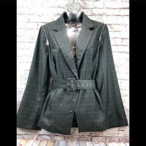 Walter Baker plaid zip in to cold shoulder sz L